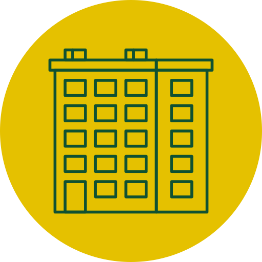 Apartment building icon representing commercial properties