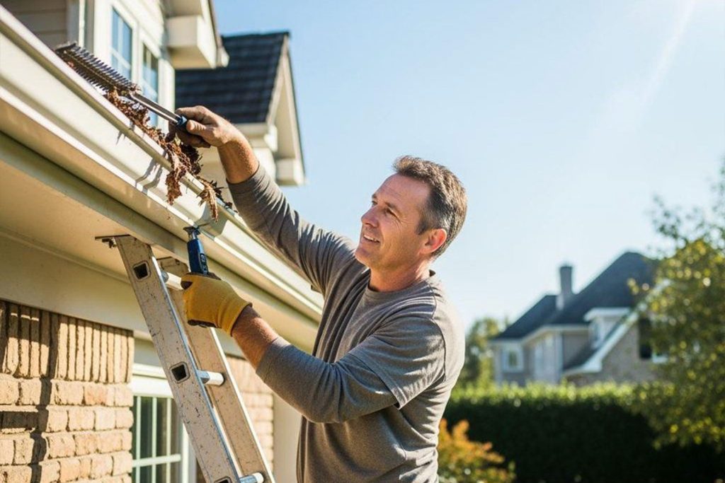 Gutter system protecting a home's foundation from water damage